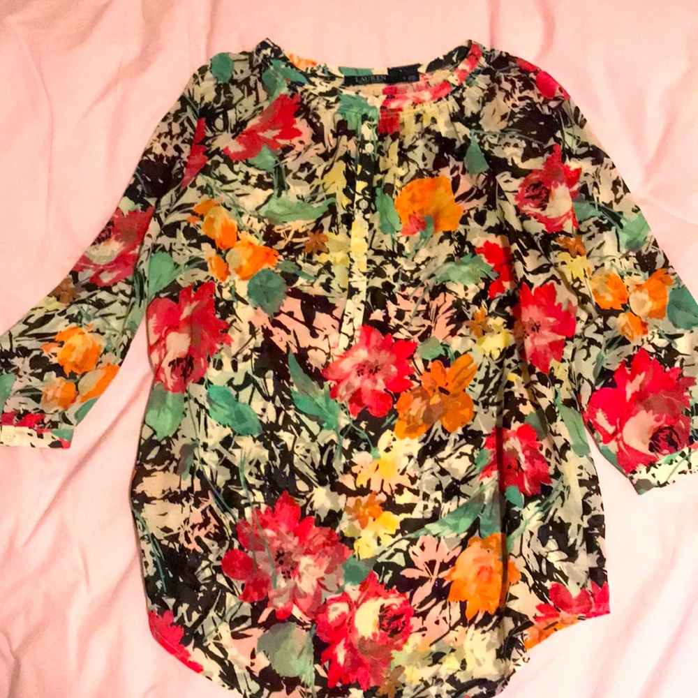 Ralph Lauren floral sheer blouse S